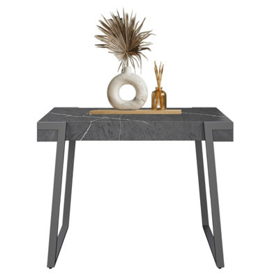 Console Table Verve Grey Marble Effect MDF Top 10cm Thick Living Room ...