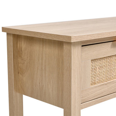 Console Table with 3 Rattan Drawers and Open Storage Shelf