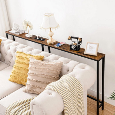 Console Table with Charging Station Behind Sofa Couch Table Long ...