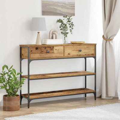 Console Table with Drawer with Shelf Old wood 100 x 25 x 75 cm