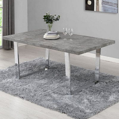 Constable Rectangular Wooden Dining Table In Concrete Effect