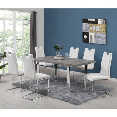 Constable Rectangular Wooden Dining Table In Concrete Effect