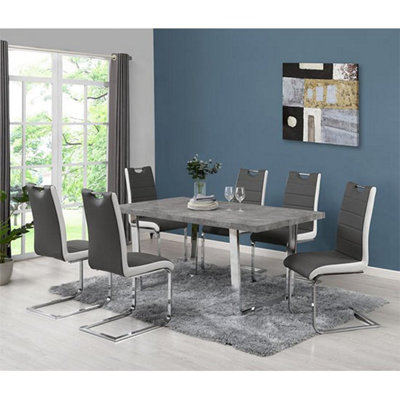 Constable Rectangular Wooden Dining Table In Concrete Effect