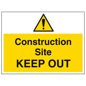 CONSTRUCTION SITE KEEP OUT Warning Sign - 1mm Rigid Plastic 600x450mm