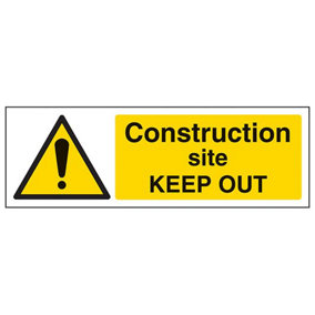 CONSTRUCTION SITE KEEP OUT Warning Sign - 2mm Rigid Plastic 300x100mm