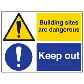 CONSTRUCTION SITE KEEP OUT Warning Sign - 2mm Rigid Plastic 400x300mm