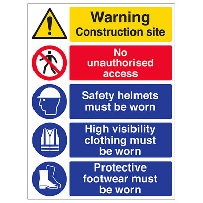 Site Safety Multi Sign - Danger Hazardous Area - 1.2mm PVC - 600 X 400mm