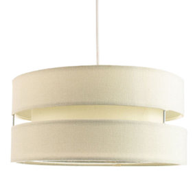 Contemporary 14 Cream Linen Fabric Triple Tier Ceiling Pendant Lamp Shade