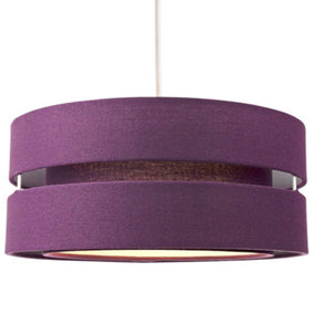 Contemporary 14" Purple Linen Fabric Triple Tier Ceiling Pendant Lamp Shade