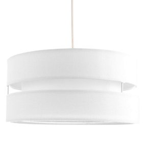 Contemporary 14 White Linen Fabric Triple Tier Ceiling Pendant Lamp Shade