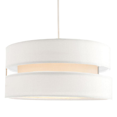 Contemporary 14 White Linen Fabric Triple Tier Ceiling Pendant Lamp Shade
