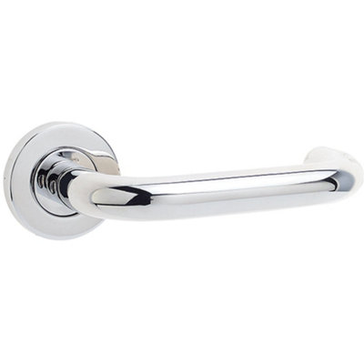 Contemporary 19mm Door Handle with 8mm Sprung Rose in Polished Grade 304 Stainless Steel - Interior Handle