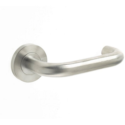 Contemporary 19mm Satin Stainless Steel Door Handle on 8mm Sprung Rose Interior Handle