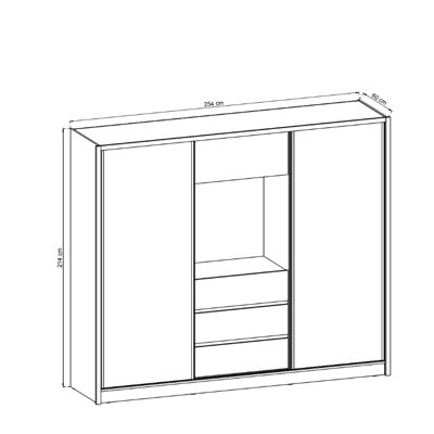 Wiki II Contemporary Mirrored Wardrobe 8 Shelves 1 Rail 2 Sliding