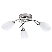 Contemporary 3 Arm Brushed Satin Chrome Ceiling Light Fitting