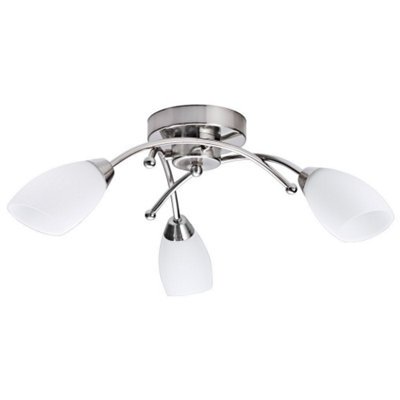 Contemporary 3 Arm Brushed Satin Chrome Ceiling Light Fitting DIY at B&Q