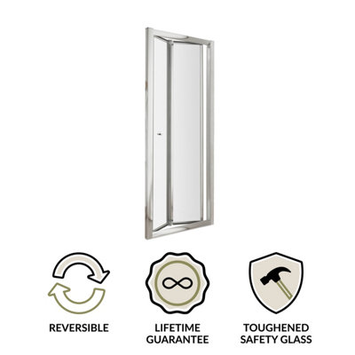 Contemporary 5mm Toughened Safety Glass Bi-Fold Shower Door - 800mm - Chrome - Balterley