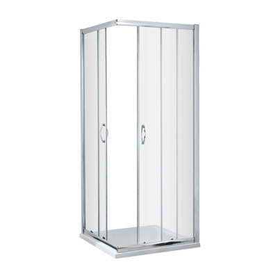 Contemporary 5mm Toughened Safety Glass Corner Entry Shower Enclosure - 800mm - Chrome - Balterley