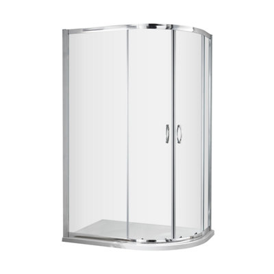 Contemporary 5mm Toughened Safety Glass Offset Quadrant Shower Enclosure - 1000 x 800mm - Chrome - Balterley