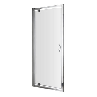 Contemporary 5mm Toughened Safety Glass Pivot Shower Door - 760mm - Chrome - Balterley