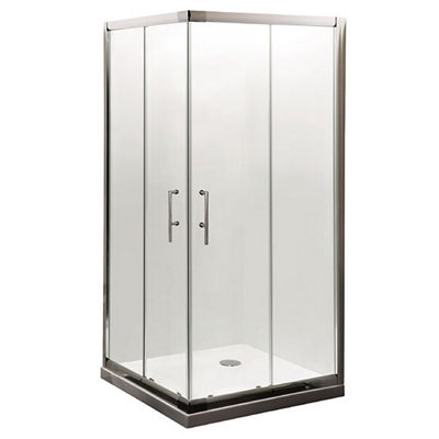 Contemporary 6mm Toughened Safety Glass Corner Entry Shower Enclosure - 800mm - Chrome - Balterley