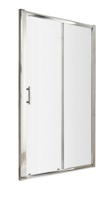 Contemporary 6mm Toughened Safety Glass Single Sliding Shower Door - 1400mm - Chrome - Balterley