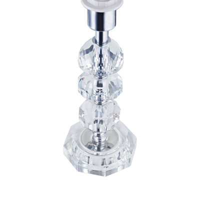 Contemporary Clear K9 Crystal Glass Table Lamp Base With Faceted Spheres | Clear - Groceries