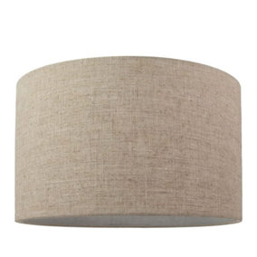 Contemporary and Classic Natural Dark Beige Oatmeal Linen Fabric 16 Lamp Shade
