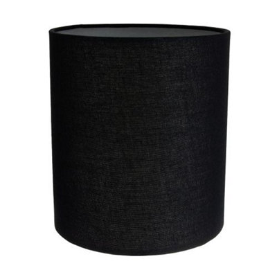 Contemporary and Elegant Ash Black Linen Fabric 18cm High Cylinder Lamp ...