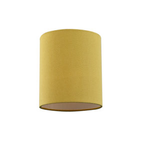 Contemporary and Elegant Mustard Ochre Linen Fabric 18cm Cylinder Lamp Shade