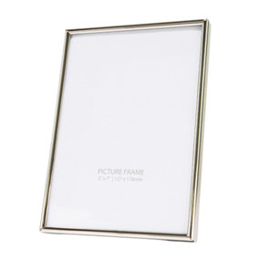 Contemporary and Simple Rectangular Nickel Plated Steel Metal 5x7 Picture Frame