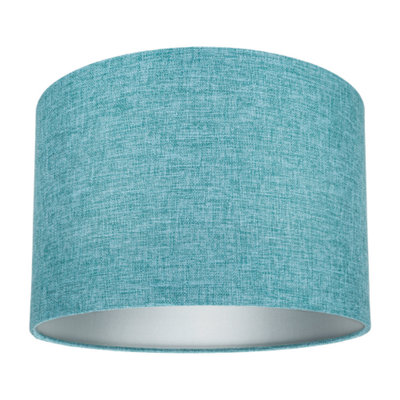 Contemporary and Sleek 10 Inch Teal Linen Fabric Drum Lamp Shade 60w