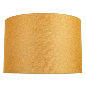 Contemporary and Sleek 12 Inch Ochre Linen Fabric Drum Lamp Shade 60w Maximum