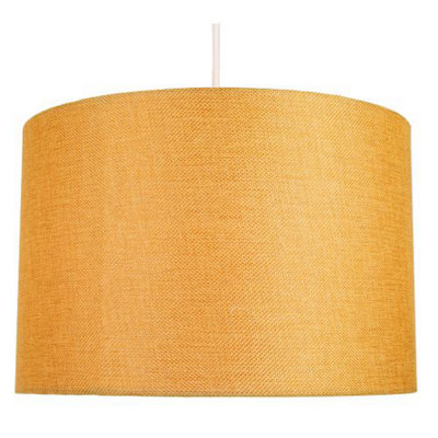 Contemporary and Sleek 12 Inch Ochre Linen Fabric Drum Lamp Shade 60w Maximum