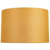 Contemporary and Sleek 14 Inch Ochre Linen Fabric Drum Lamp Shade 60w Maximum