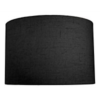 Contemporary and Sleek Black Textured Linen Fabric Drum Lamp Shade 60w Maximum