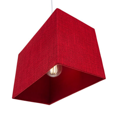 Contemporary and Sleek Deep Red Linen Fabric Rectangular Lamp Shade 60w Maximum