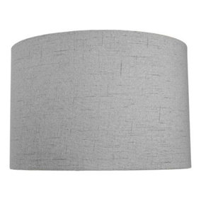 Contemporary and Sleek Grey Textured Linen Fabric Drum Lamp Shade 60w Maximum