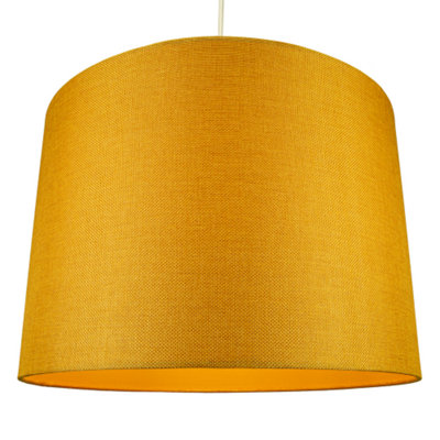 Contemporary and Sleek Ochre Linen 16 Lamp Shade with Cotton Inner Lining