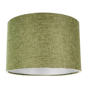 Contemporary and Sleek Olive Sage Plain Linen Fabric Drum Lamp Shade 60w Maximum