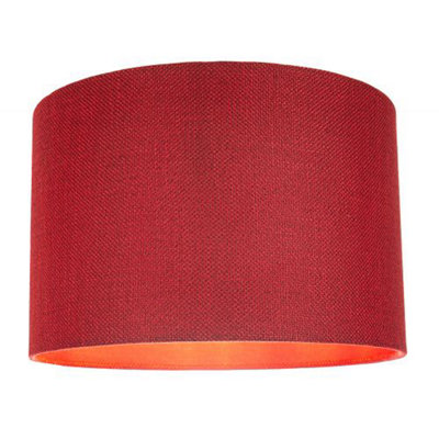 Contemporary and Sleek Red Plain Natural Linen Fabric Drum Lamp Shade 60w Max