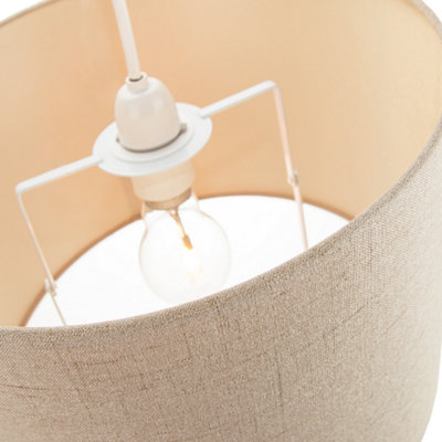 Contemporary and Sleek Taupe Textured 14 Linen Fabric Drum Lamp Shade 60w Max