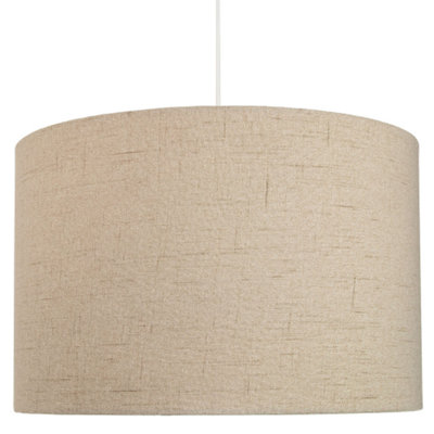 Contemporary and Sleek Taupe Textured 14 Linen Fabric Drum Lamp Shade ...
