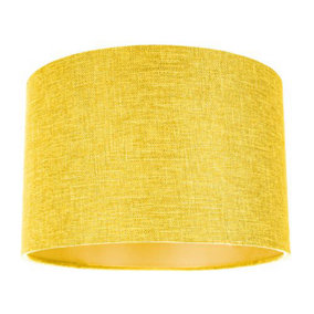 Contemporary and Sleek Yellow Plain Linen Fabric Drum Lamp Shade 60w Maximum