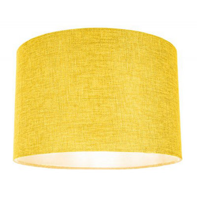 Contemporary and Sleek Yellow Plain Linen Fabric Drum Lamp Shade 60w Maximum