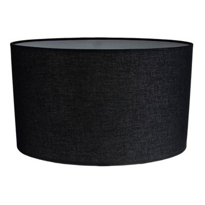 Contemporary and Stylish Ash Black Linen Fabric Oval Lamp Shade 30cm