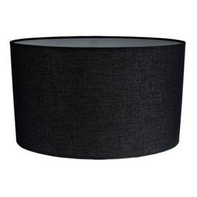 Contemporary and Stylish Ash Black Linen Fabric Oval Lamp Shade - 30cm Width