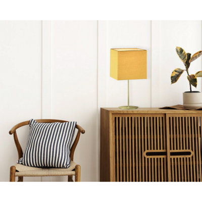 Contemporary and Stylish Mustard Ochre Linen Fabric Square 16cm Lamp Shade