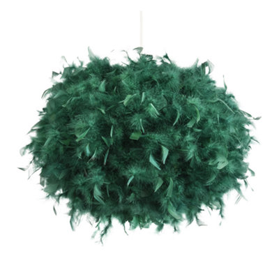 Contemporary and Unique Large Green Real Feather Denergy savingrated Pendant Light Shade