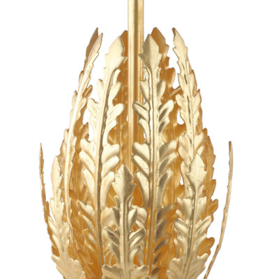 Contemporary and Unique Layered Leaf Table Lamp Base in Beautiful Gold Foil Leaf